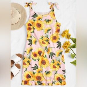 Zaful Pink Sunflower Tie-Strap Sundress